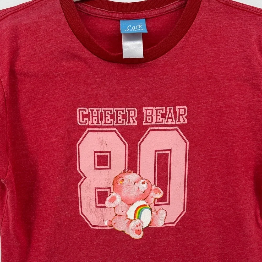 Care Bears Cheer Bear VTG Y2K Coquette Kidcore Retro Baby Tee Red T-Shirt SzS - Picture 6 of 13
